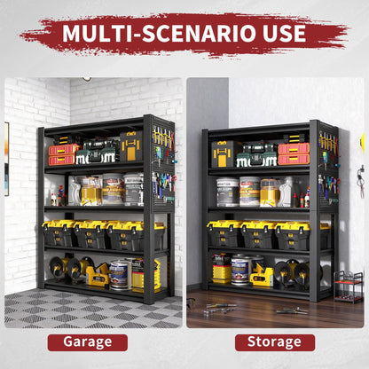 Industrial 5-Tier Adjustable Shelving Unit with Pegboard black metal frame garage HouseOfZazla on Tampa Home & Garden Store