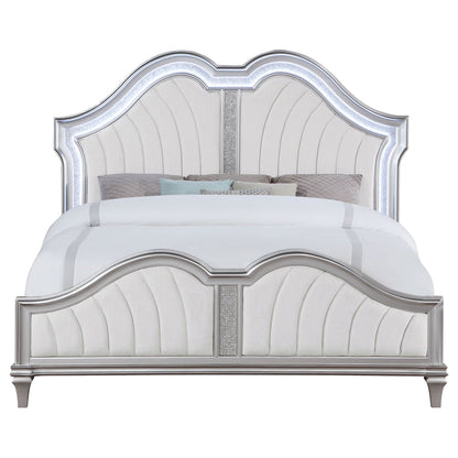 Katerina platform bed with LED light, silver tufted headboard by HouseOfZazla on Tampa Home & Garden Store