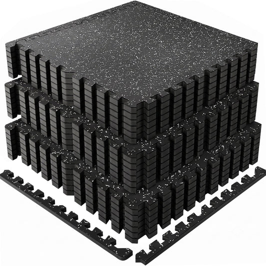 Black Interlocking Gym Floor Mats and Tiles