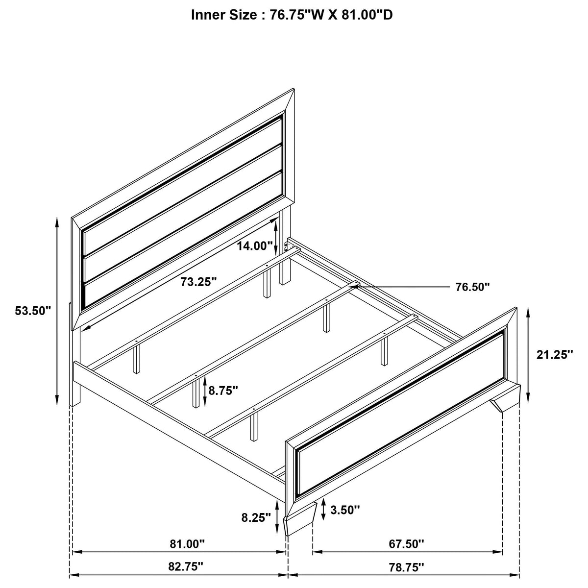 Oatfield Panel Bed by HouseOfZazla, panel headboard with horizontal slats and bed frame on Tampa Home & Garden Store