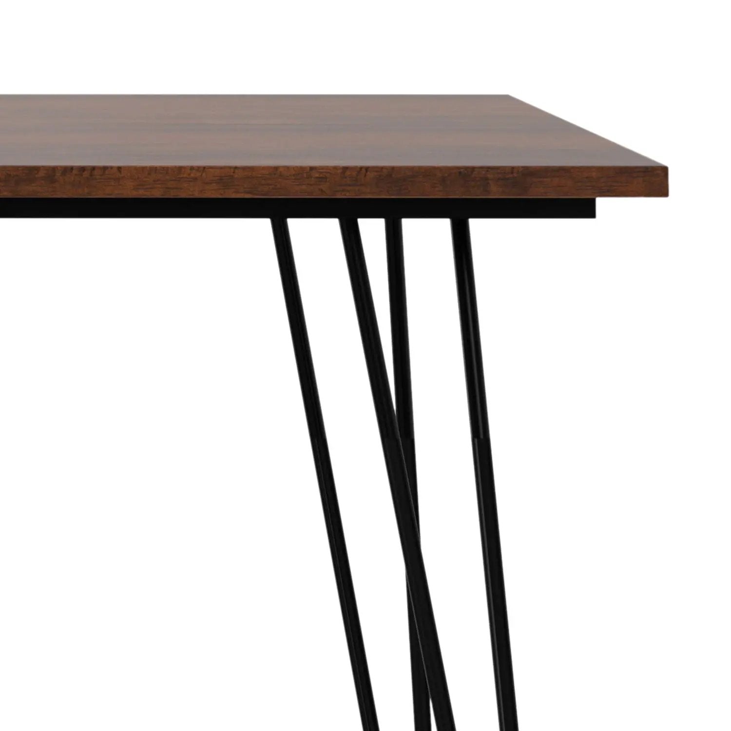 Hunter Dining Table with dark walnut top and black metal angled legs by Unique Piece Furniture on Tampa Home & Garden Store