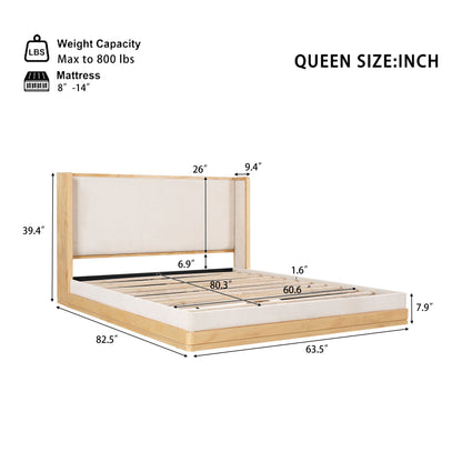 Mid-Century Modern Wood Bed with Waterfall Edge