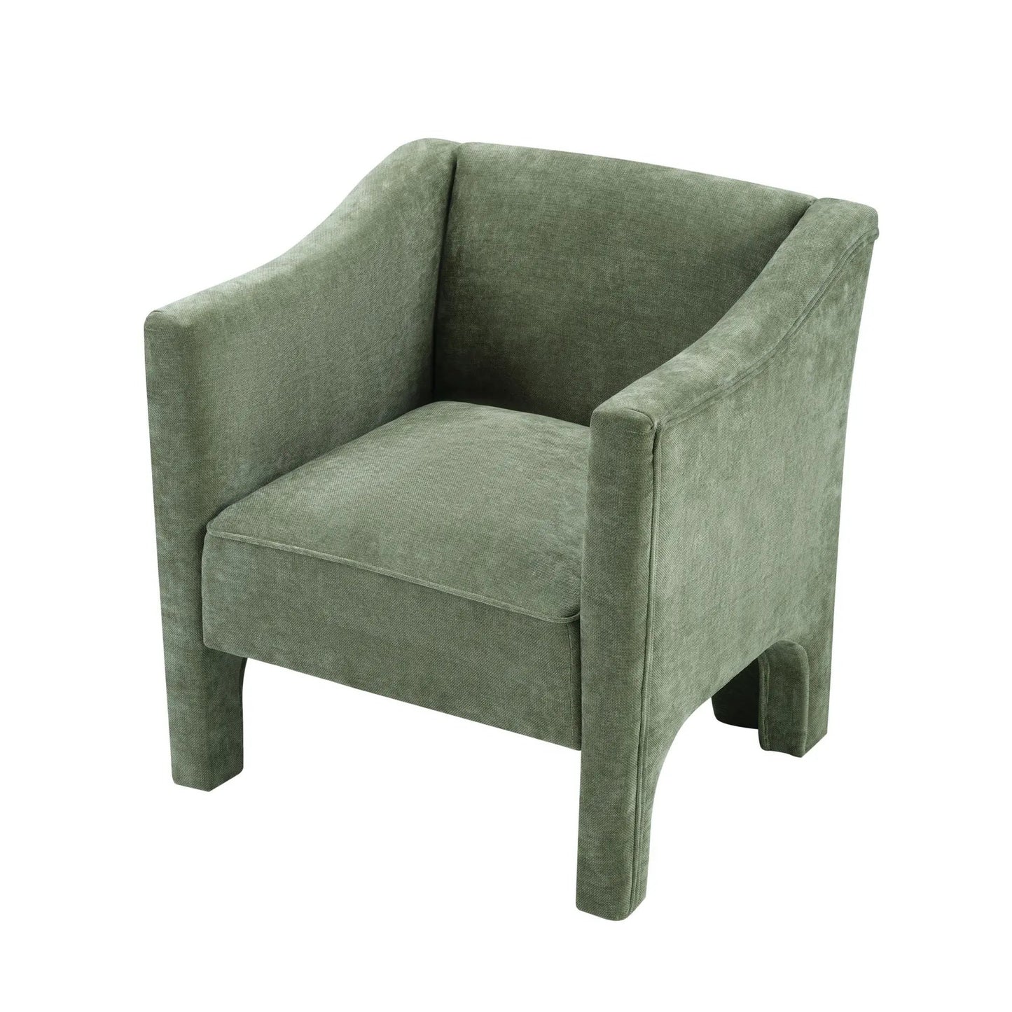 Barrel accent chair with enclosed arms in sage green fabric upholstery on Tampa Home & Garden Store