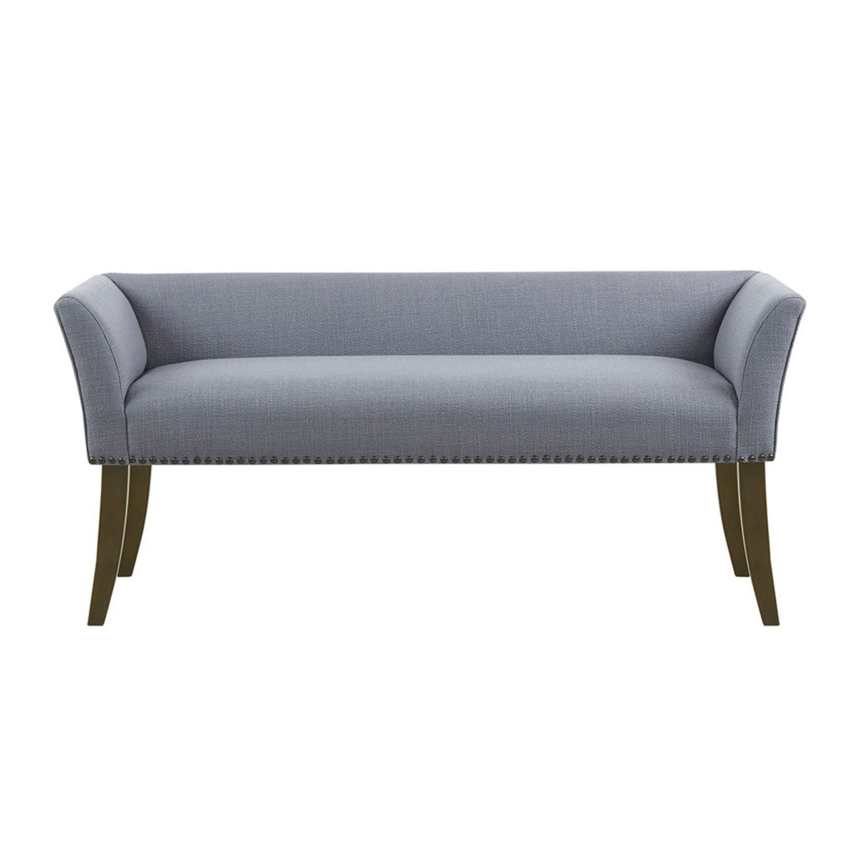 Elegant Design Upholstered Bench with solid wood frame in gray fabric nailhead trim HouseOfZazla on Tampa Home & Garden Store