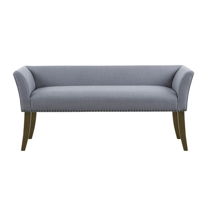 Elegant Design Upholstered Bench with solid wood frame in gray fabric nailhead trim HouseOfZazla on Tampa Home & Garden Store