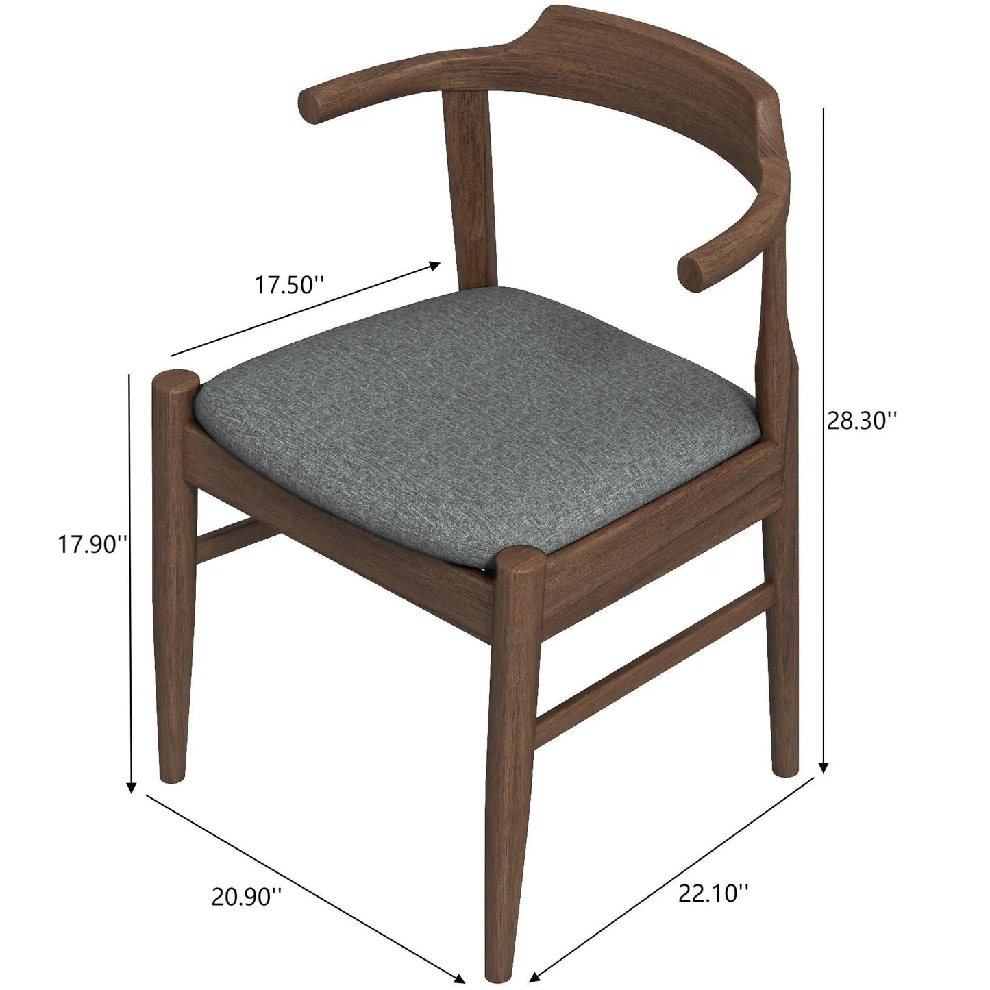 Leon mid-century dining chair set of 2 with dark wood frame and charcoal gray upholstered seats on Tampa Home & Garden Store