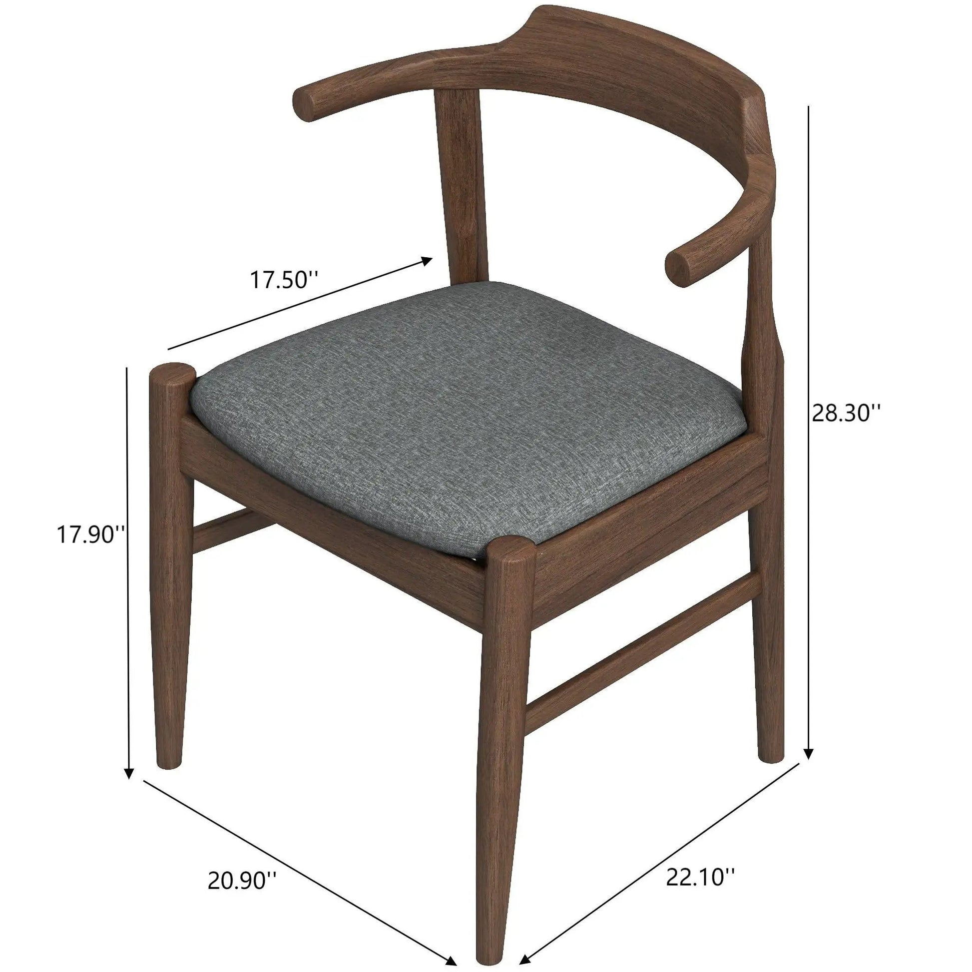 Leon mid-century dining chair set of 2 with dark wood frame and charcoal gray upholstered seats on Tampa Home & Garden Store