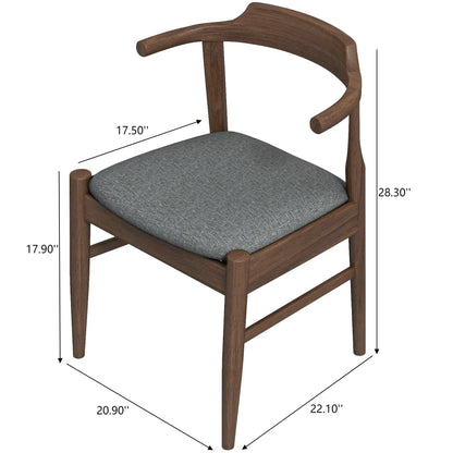 Leon mid-century dining chair set of 2 with dark wood frame and charcoal gray upholstered seats on Tampa Home & Garden Store