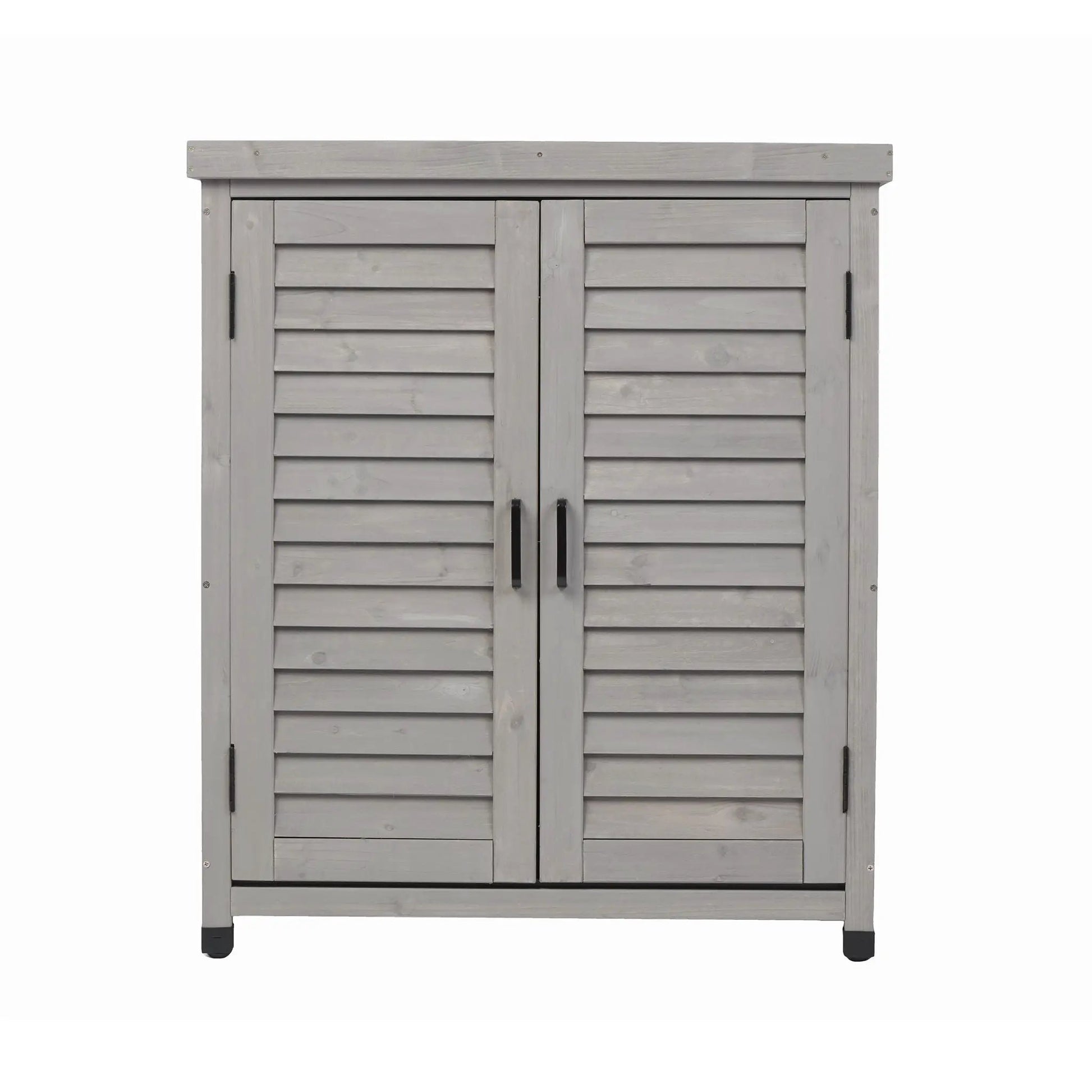 Potting bench with storage cabinet and metal top in weathered gray wood by Unique Piece Furniture on Tampa Home & Garden Store