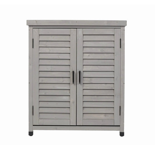 Potting bench with storage cabinet and metal top in weathered gray wood by Unique Piece Furniture on Tampa Home & Garden Store