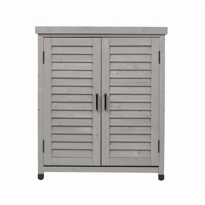 Outdoor Potting Bench With Metal Top and Cabinet