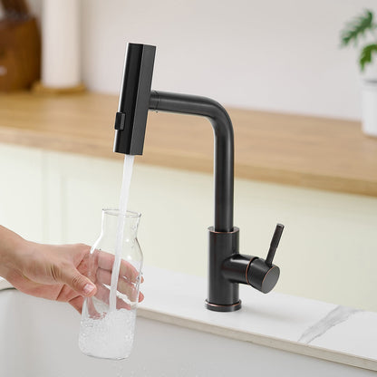 360° Rotation Pull-Down Kitchen Faucet Oil Rubbed Bronze by HouseOfZazla with spray head on Tampa Home & Garden Store