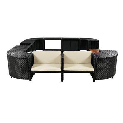 Outdoor Rattan Spa Frame and Modular Storage Seat