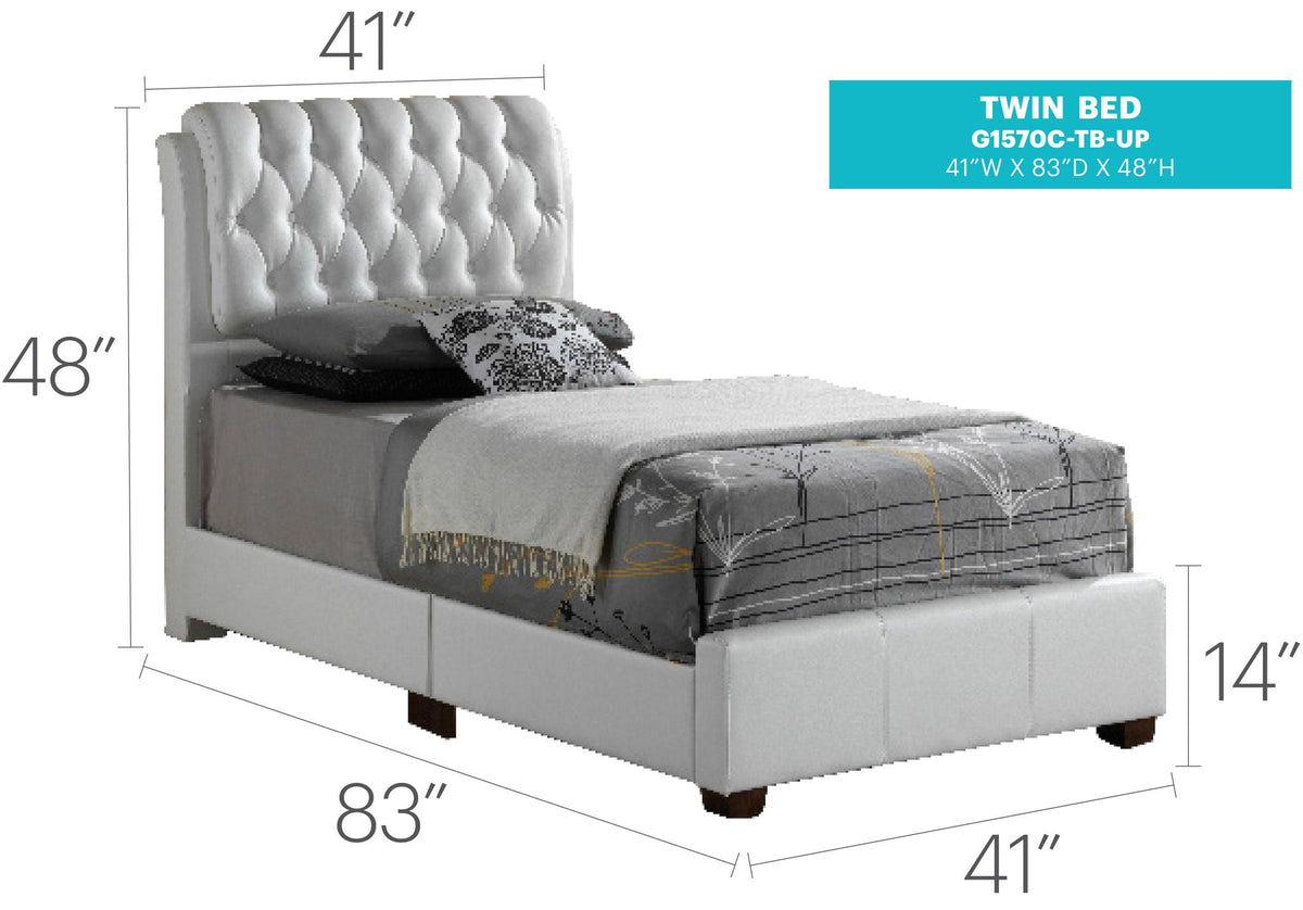 Tufted upholstered bed with gray fabric and tufted headboard by HouseOfZazla, twin size on Tampa Home & Garden Store