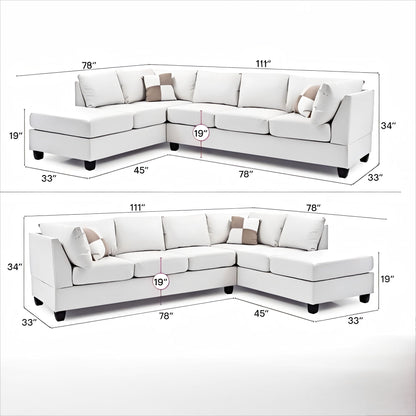 Malone Comfort Sectional by HouseOfZazla in white upholstery, curved 3-piece configuration on Tampa Home & Garden Store