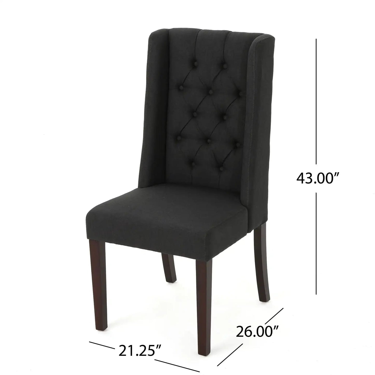 Sophisticated tufted dining chair with high back in black fabric by HouseOfZazla on Tampa Home & Garden Store