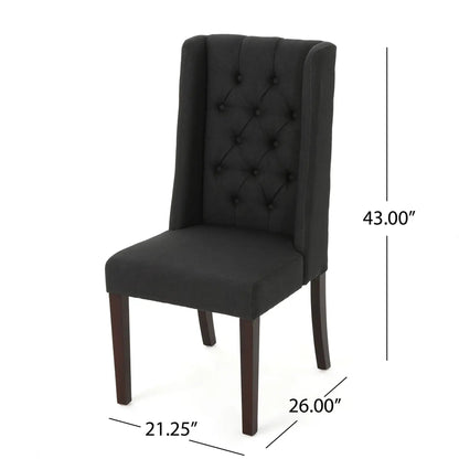 Sophisticated tufted dining chair with high back in black fabric by HouseOfZazla on Tampa Home & Garden Store