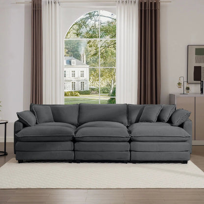 Modern oversized modular cushion sofa with ottoman, charcoal fabric, 3pc set on Tampa Home & Garden Store