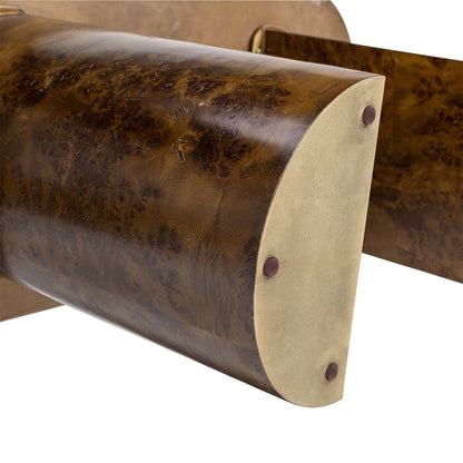 Oval computer desk with dark brown burl wood veneer and brass end caps by HouseOfZazla on Tampa Home & Garden Store