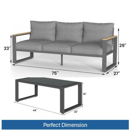 Modern Outdoor Sofa Set with the Coffee Table