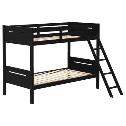 Bunk Bed With Built In Ladder in black finish with safety guardrails and angled access ladder on Tampa Home & Garden Store