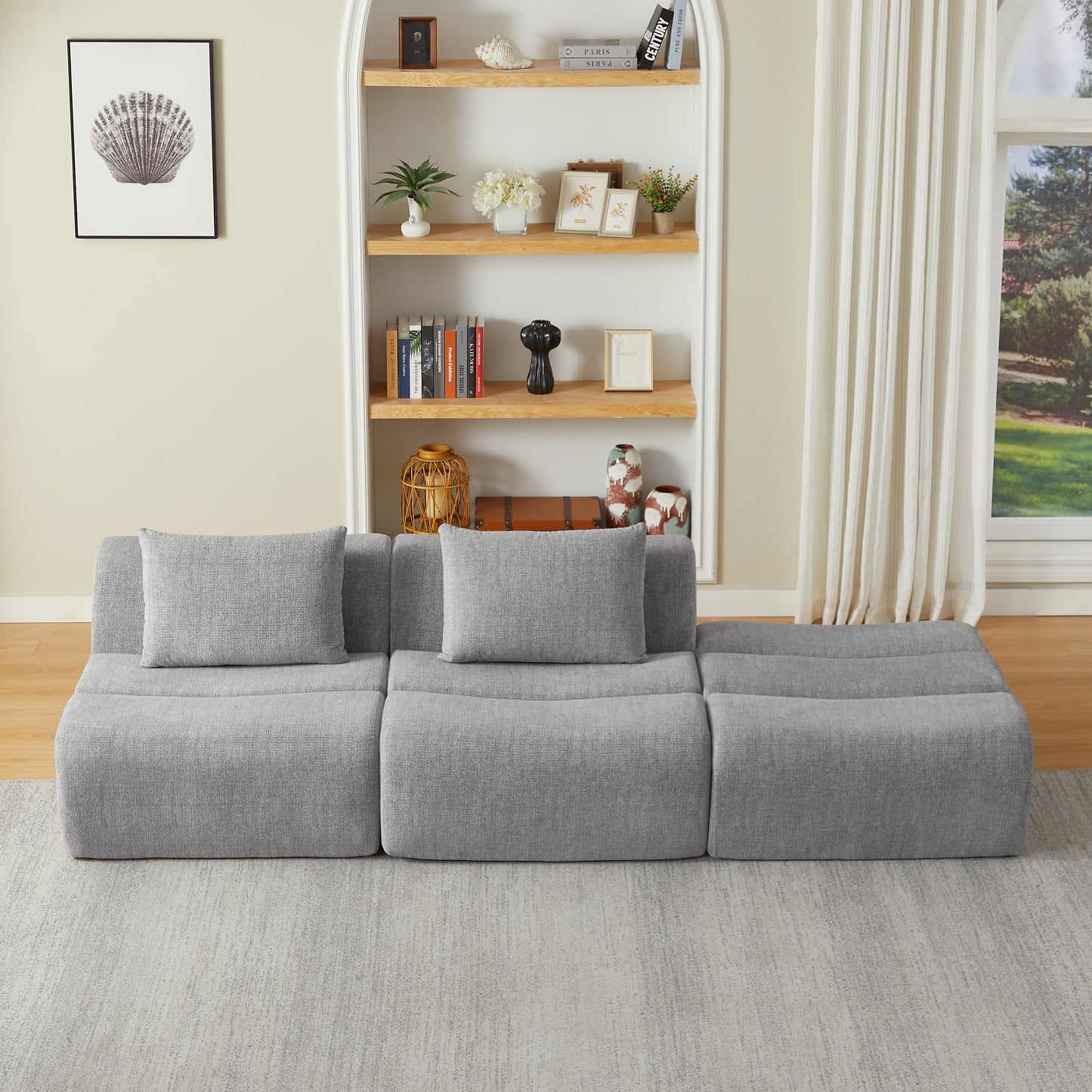 Oversized 3-Seater Compressed Sofa and Chenille