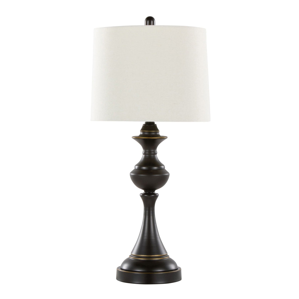 Montgomery Contemporary Table Lamp Set of 2 with dark bronze base and ivory fabric shade on Tampa Home & Garden Store