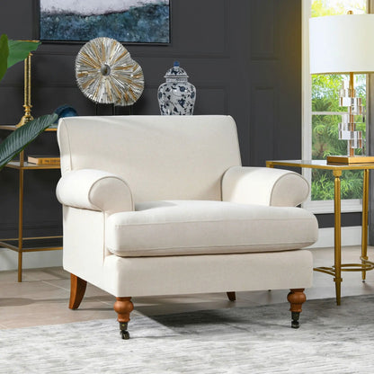 Alana Lawson Accent Arm Chair Casters, cream upholstery, by Unique Piece Furniture on Tampa Home & Garden Store