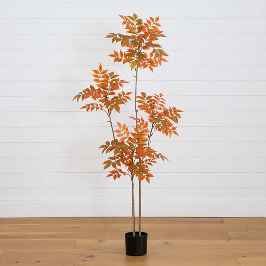 5ft. Autumn Minimalistic Sumac Artificial Fall Tree - Tampa Home & Garden Store