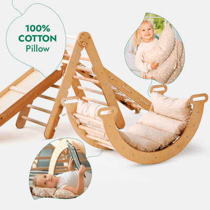 Goodevas 5in1 Montessori climbing set triangle ladder arch rocker slide board cushions on Tampa Home & Garden Store