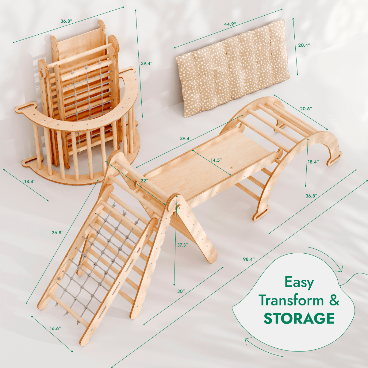 Goodevas 5in1 Montessori Climbing Set: wooden baby activity playset on Tampa Home & Garden Store
