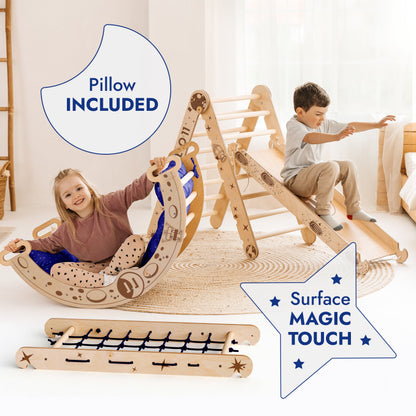 Goodevas Apollo 5in1 Climbing Set Pikler climber with arch and slide pillow included on Tampa Home & Garden Store