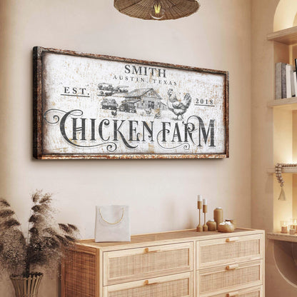 Rustic Vintage Farmhouse Sign IV canvas with weathered white finish and farmyard rooster on Tampa Home & Garden Store