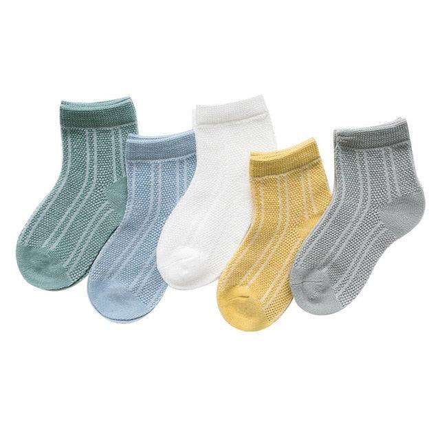 Infant baby socks 5 pairs mesh green blue white yellow gray by Stevvex on Tampa Home & Garden Store