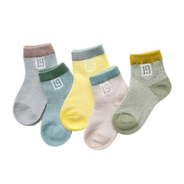 Stevvex infant cotton-mesh baby socks 5-pair set for 0-2Y in pastel colors on Tampa Home & Garden Store