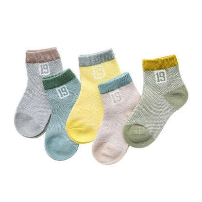 Stevvex infant cotton-mesh baby socks 5-pair set for 0-2Y in pastel colors on Tampa Home & Garden Store