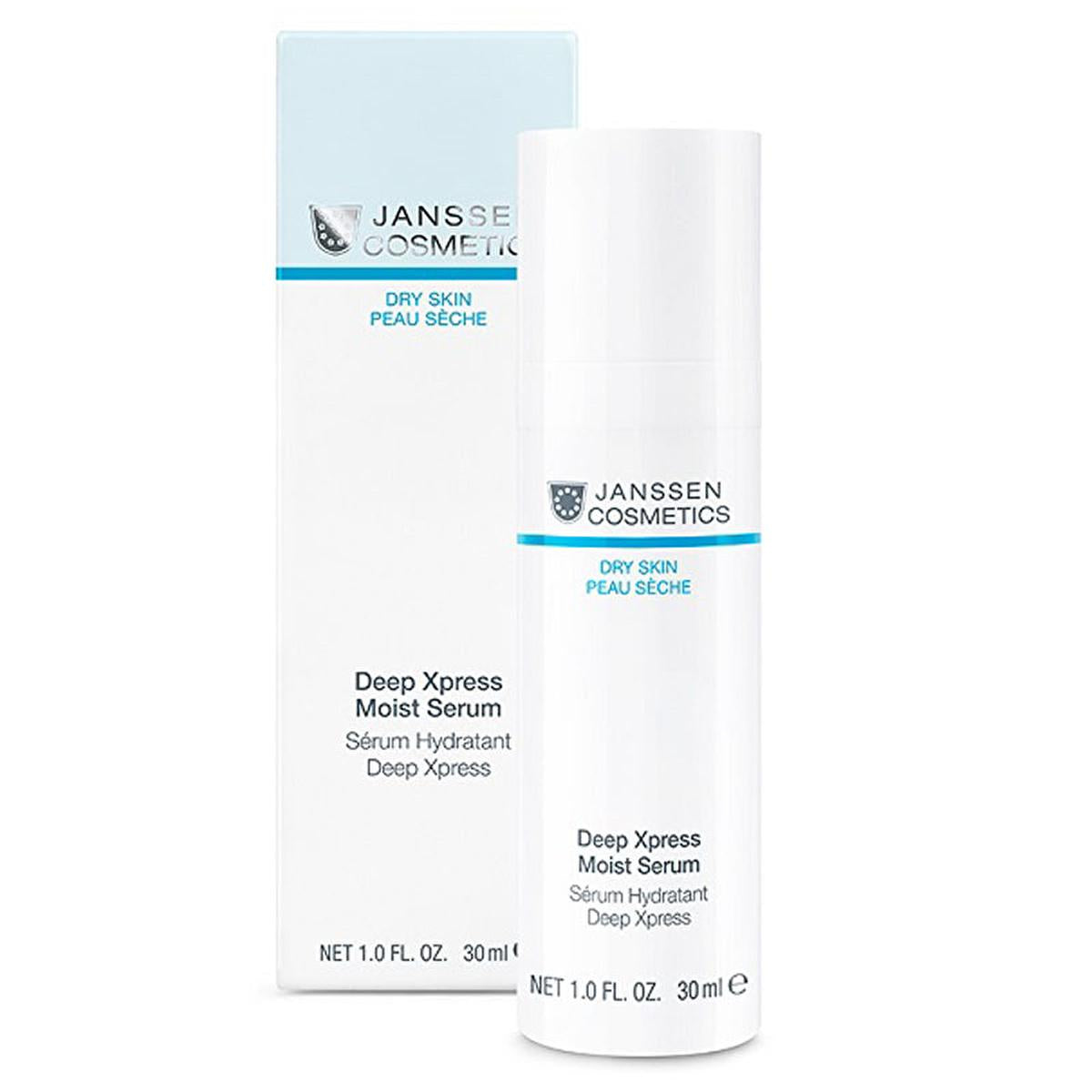 Janssen Cosmetics Deep Xpress Moist Serum bottle with blue accents and white box for dry skin on Tampa Home & Garden Store
