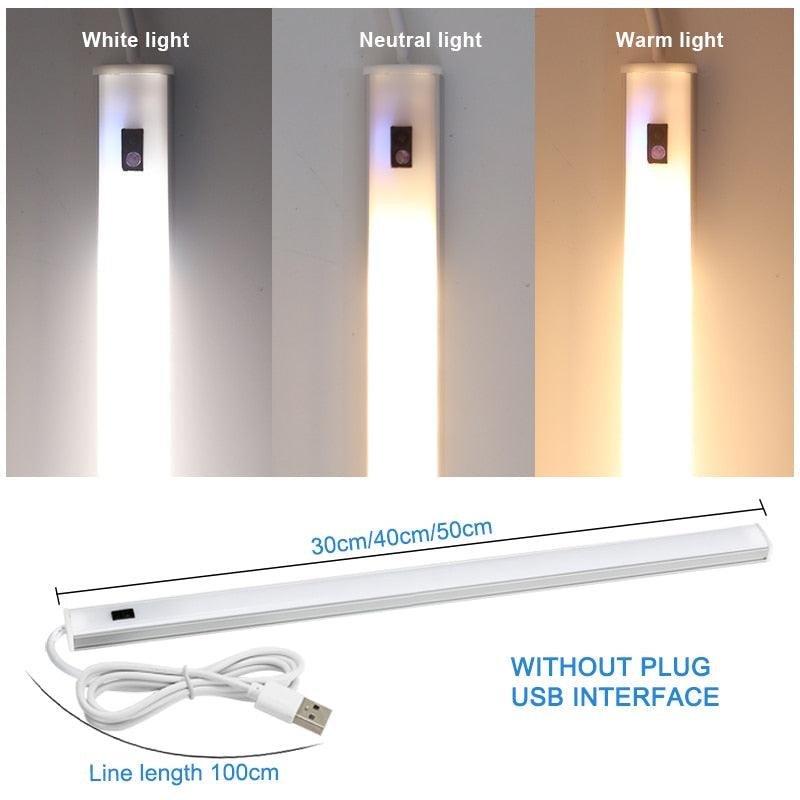 Stevvex 5V USB LED Desk Lamp with motion sensor; slim white strip light, white/neutral/warm modes on Tampa Home & Garden Store