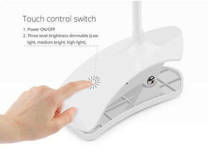 Stevvex 5V USB LED desk lamp white clip-on flexible study light with touch control on Tampa Home & Garden Store