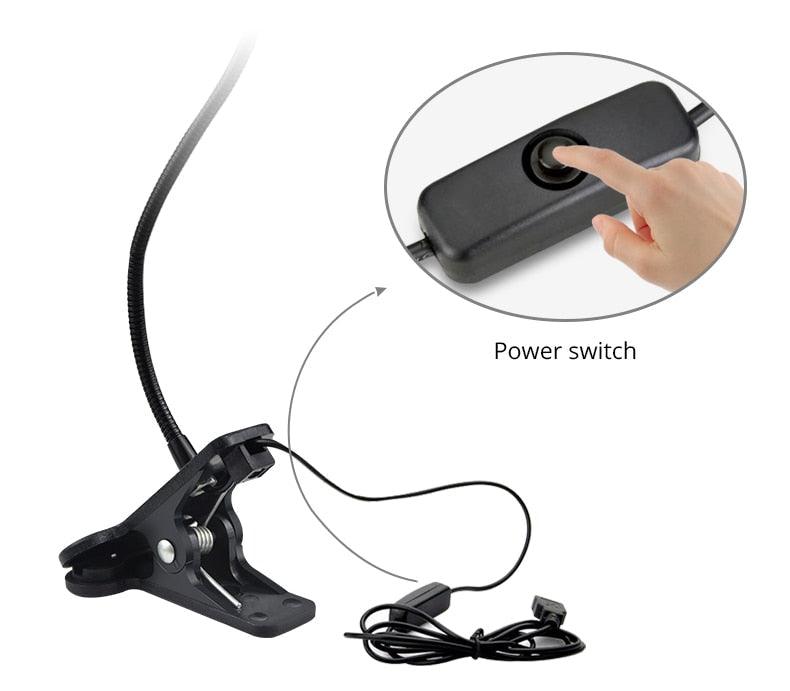 Stevvex black 5V USB LED desk lamp with clip-on neck for reading and study eye-protect on Tampa Home & Garden Store