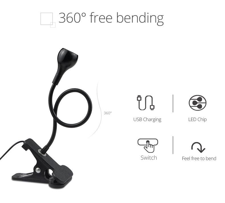 Stevvex USB powered LED desk lamp with clip, flexible gooseneck and 360° bendable head on Tampa Home & Garden Store