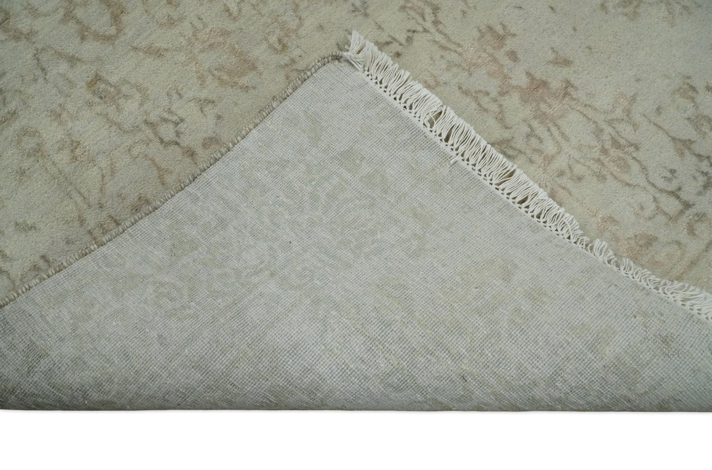 Alfombra antigua de lana y seda, estilo persa tradicional, anudada a mano, de 13 x 18 cm, en beige y marrón | AGR50