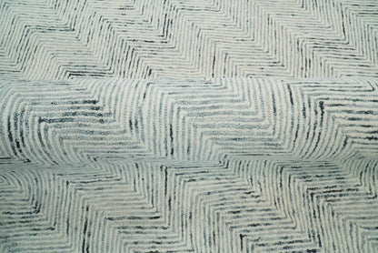 Alfombra moderna de lana azul y marfil, hecha a mano, de 5x8 y 8x10 | EVE001