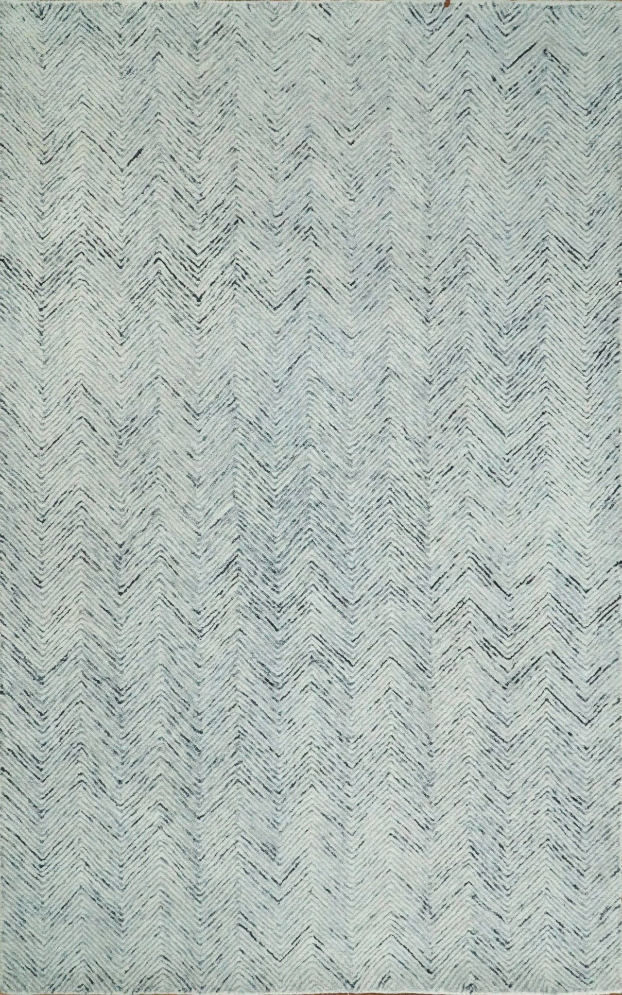 Alfombra moderna de lana azul y marfil, hecha a mano, de 5x8 y 8x10 | EVE001