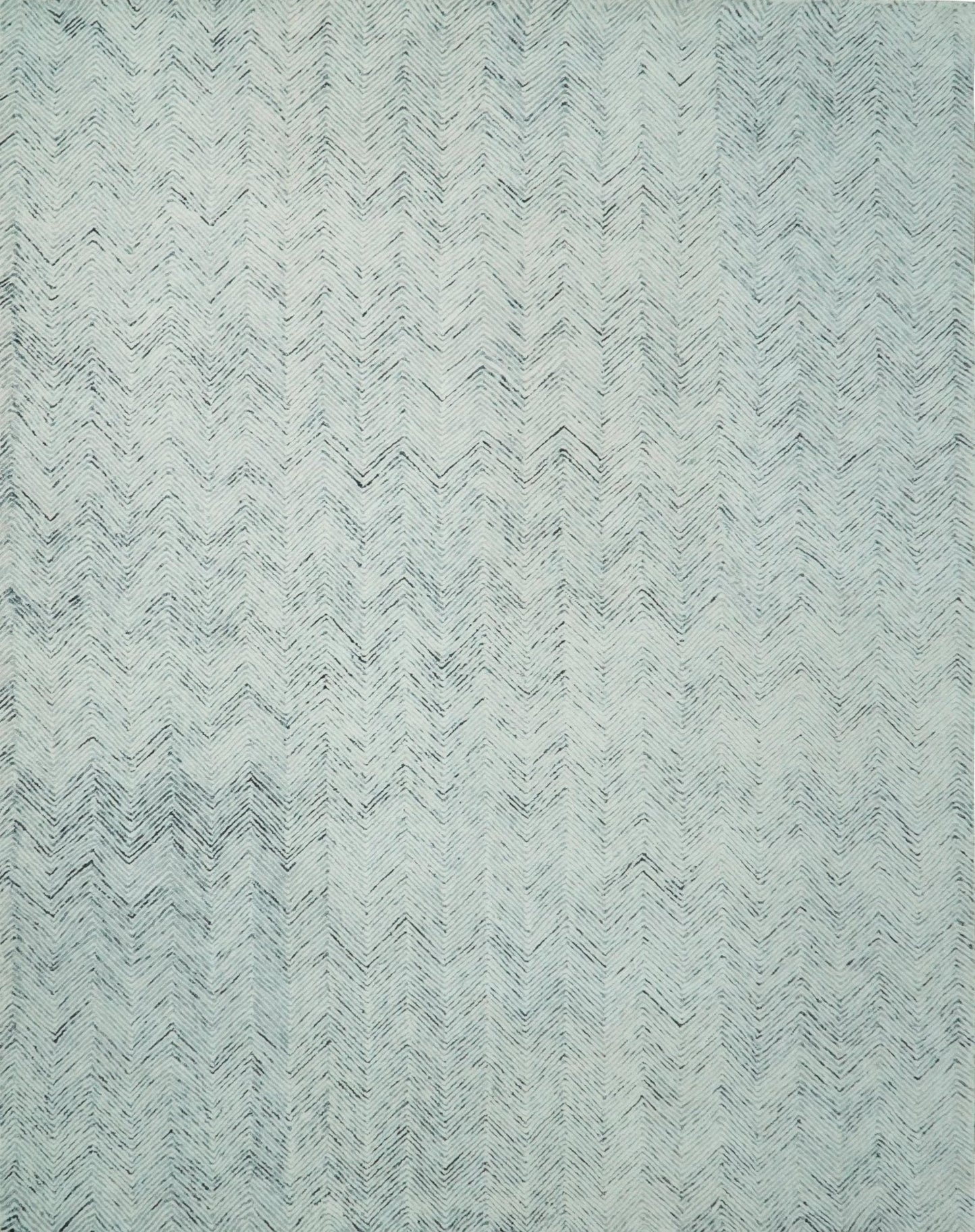 Alfombra moderna de lana azul y marfil, hecha a mano, de 5x8 y 8x10 | EVE001