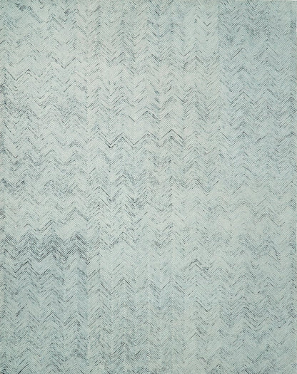 Alfombra moderna de lana azul y marfil, hecha a mano, de 5x8 y 8x10 | EVE001