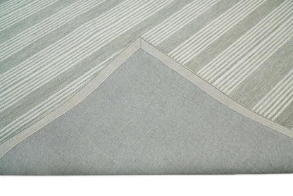 Alfombra moderna de lana gris y marfil, hecha a mano, de 5x8 y 8x10 | NAU001