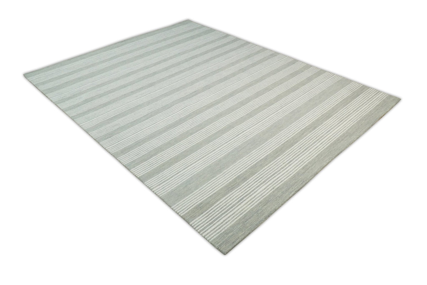 Alfombra moderna de lana gris y marfil, hecha a mano, de 5x8 y 8x10 | NAU001