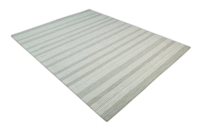 Alfombra moderna de lana gris y marfil, hecha a mano, de 5x8 y 8x10 | NAU001