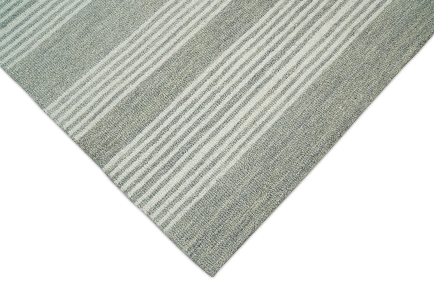 Alfombra moderna de lana gris y marfil, hecha a mano, de 5x8 y 8x10 | NAU001